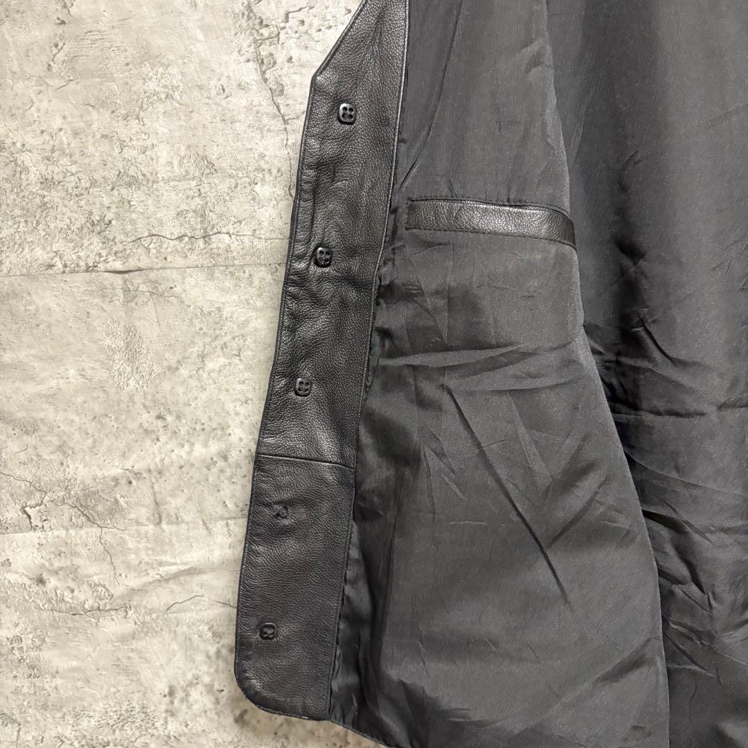 古着　レザーベスト　ブラック　本革　ビンテージ　2XL