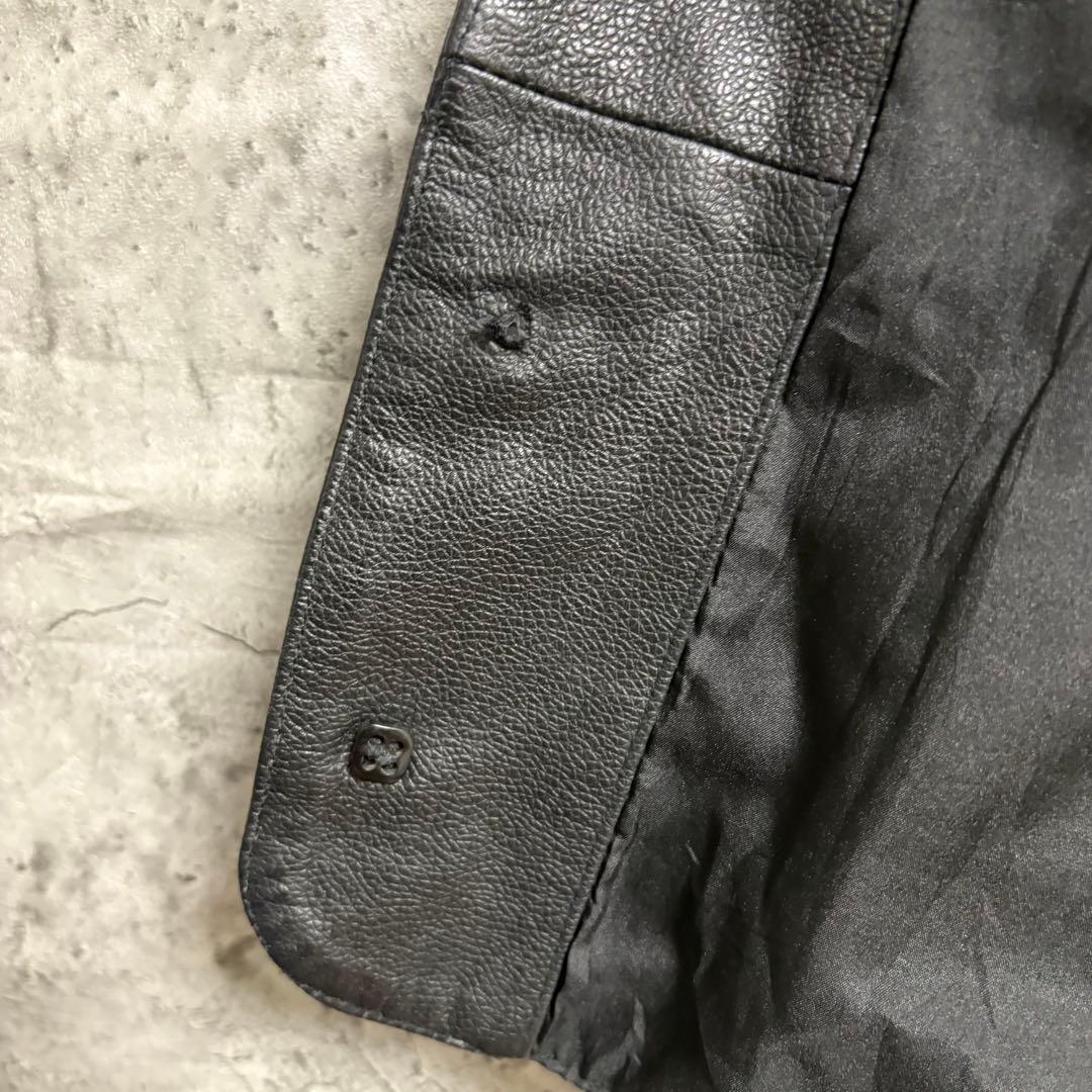 古着　レザーベスト　ブラック　本革　ビンテージ　2XL