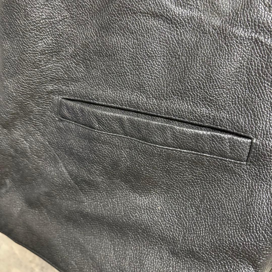 古着　レザーベスト　ブラック　本革　ビンテージ　2XL