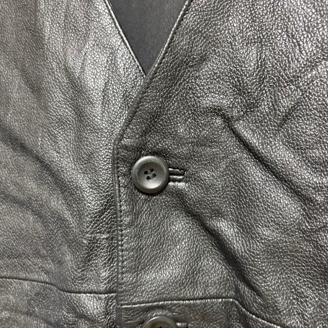 古着　レザーベスト　ブラック　本革　ビンテージ　2XL