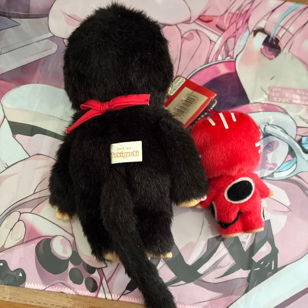 r*認様 モンチッチぬいぐるみ 黒と赤べこキューピー