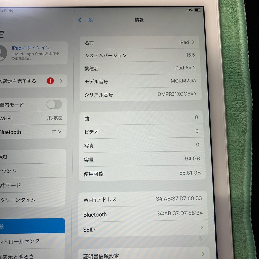 iPad本体 Apple iPad Air 2 64GB