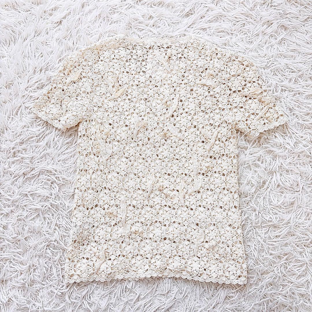 美品　インゲボルグ　総レースアンサンブルカーディガン　立体花柄モチーフ