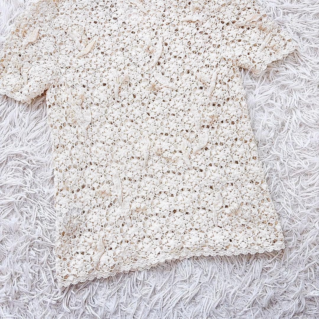 美品　インゲボルグ　総レースアンサンブルカーディガン　立体花柄モチーフ