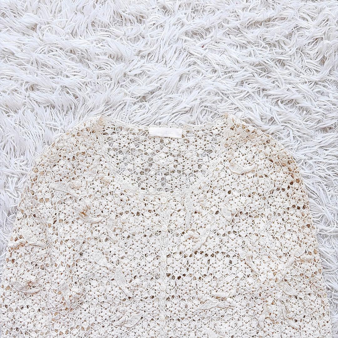 美品　インゲボルグ　総レースアンサンブルカーディガン　立体花柄モチーフ