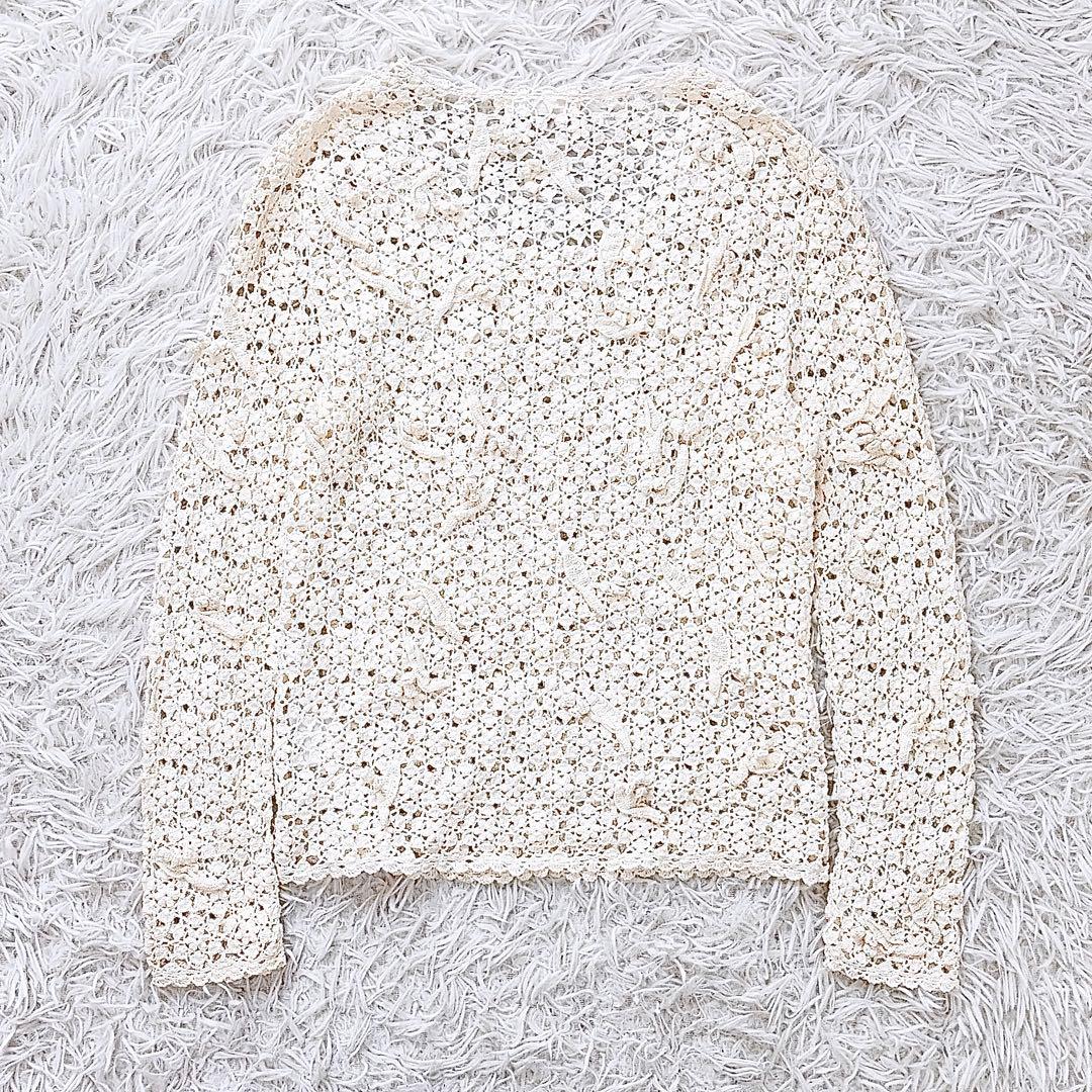 美品　インゲボルグ　総レースアンサンブルカーディガン　立体花柄モチーフ