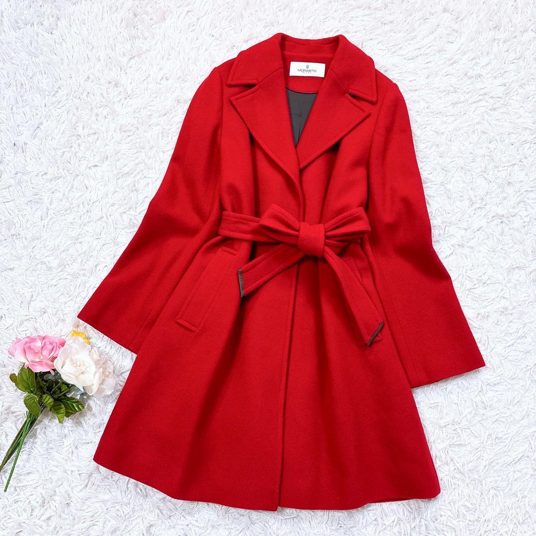 希少【未使用級極美品】モラビト ベルテッドロングコート 比翼 バックタック 40