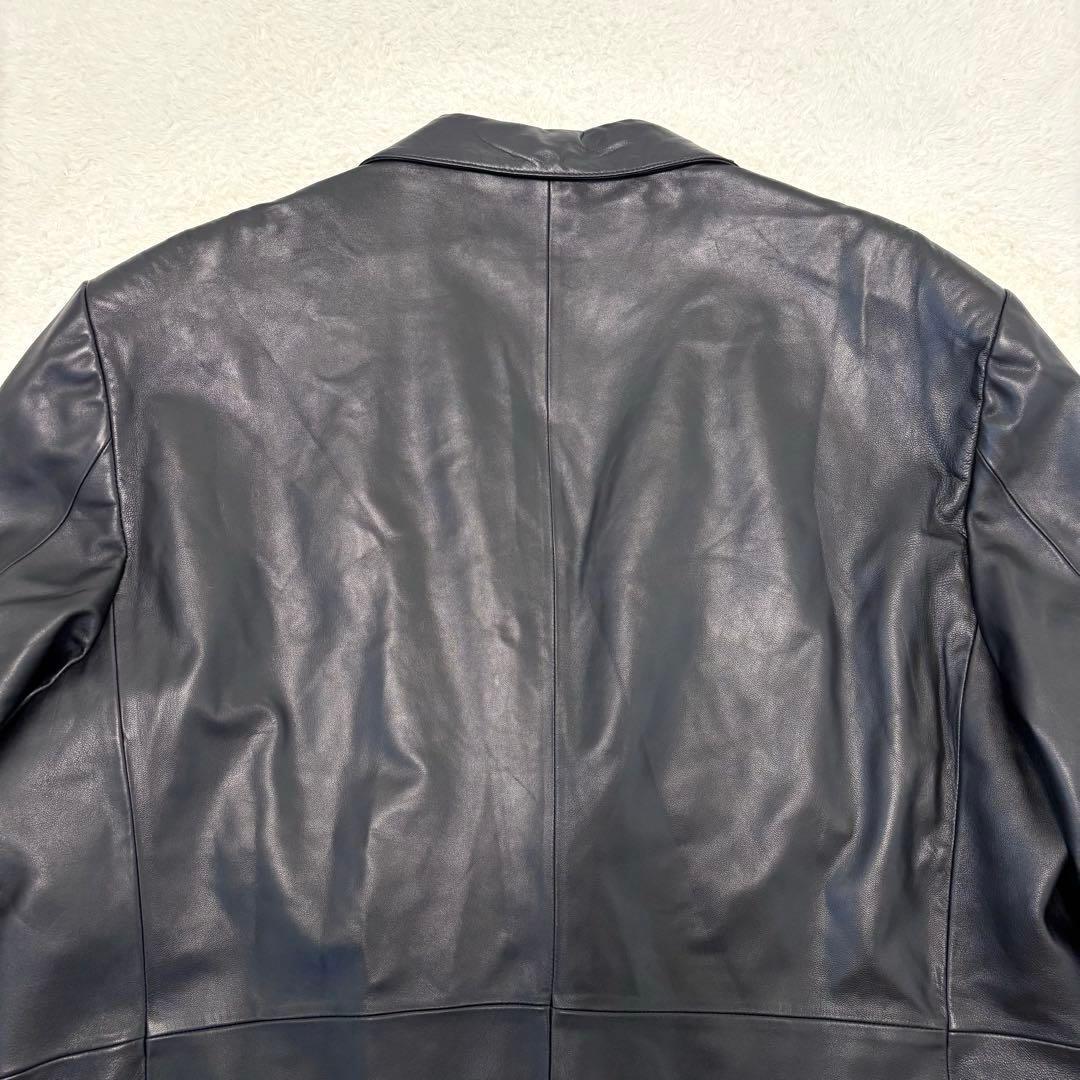 極美品 ジーステージ 羊革 光沢 アンコン テーラードジャケット L ブラック