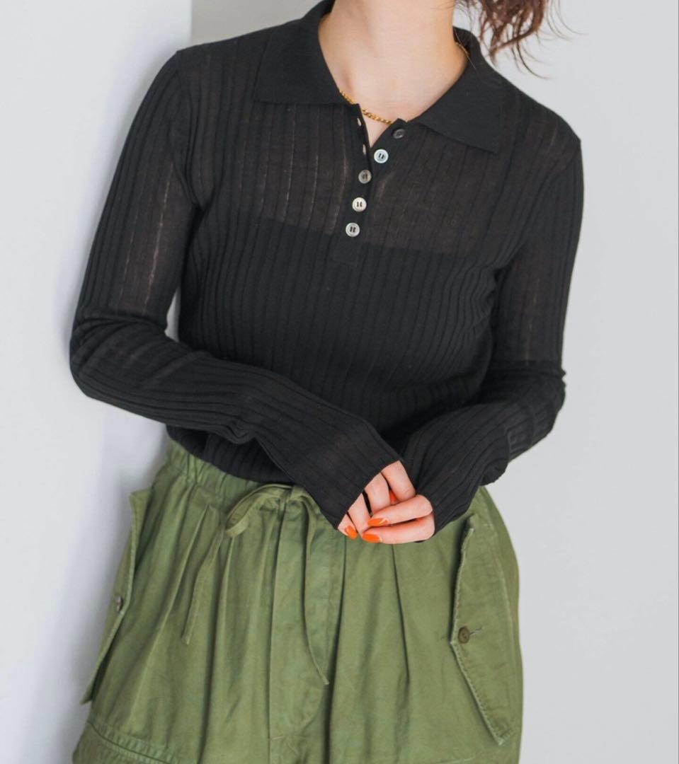 Spick&Span シアーポロシャツニットプルオーバー