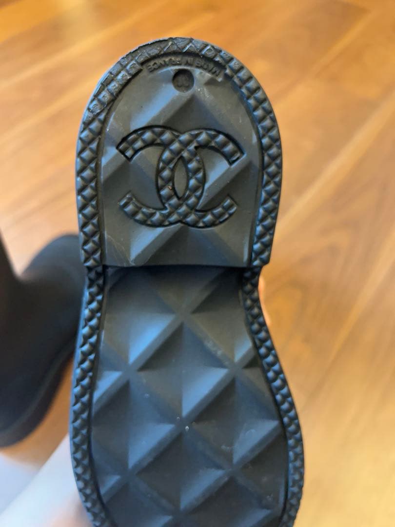 CHANEL ブラック レインブーツ 36 ココマーク