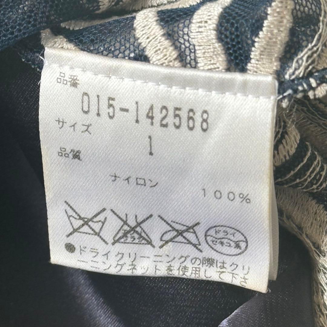 ヴィヴィアンタム チャイナ ワンピース 刺繍 シアー インナー付 1 ネイビー