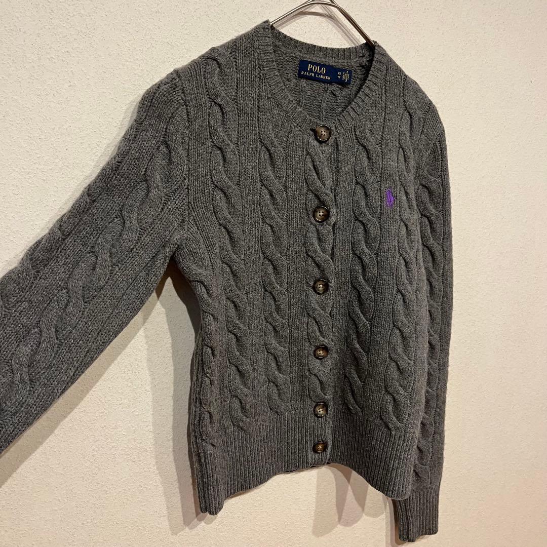 【美品】Polo Ralph Lauren ポニー刺繍 丸襟 カーディガン