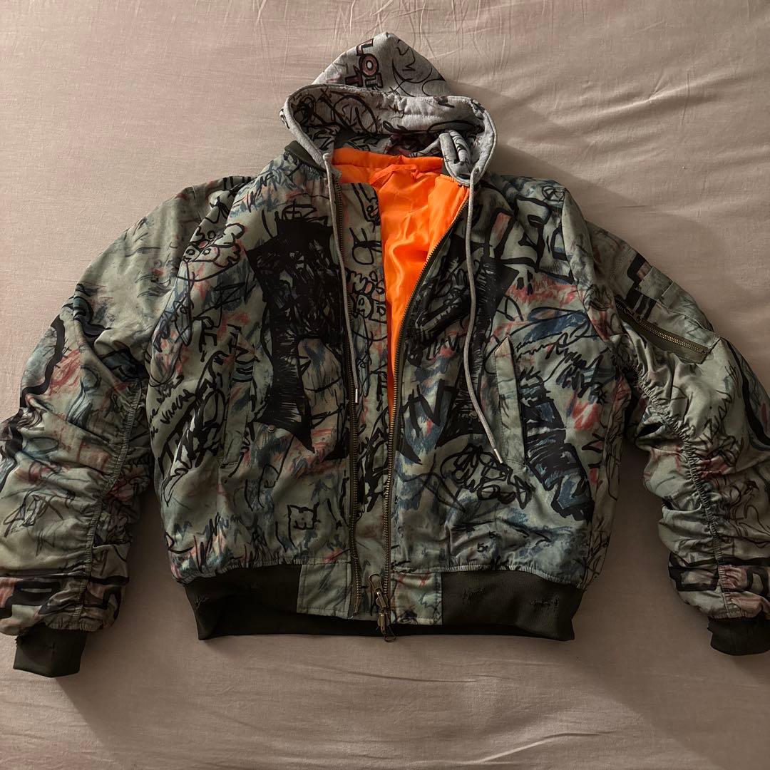 MIKADO着用　mowalola graffiti bomber jacket
