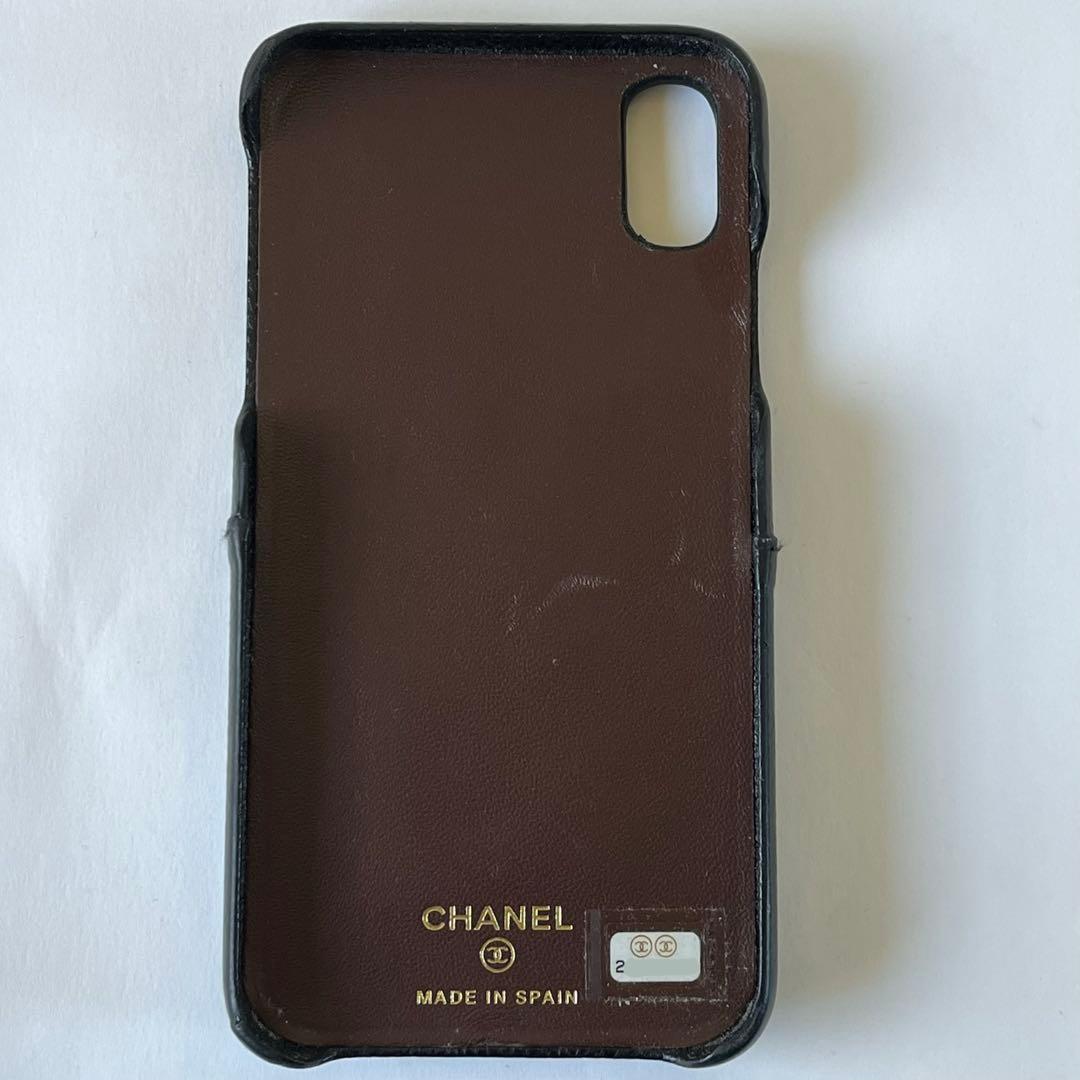 CHANEL iPhone X/XS キャビアスキン スマホケース ココマーク黒