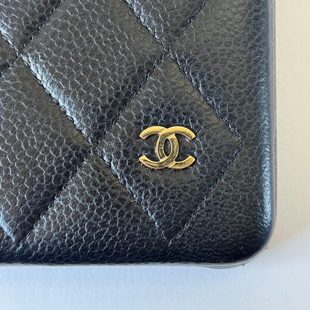 CHANEL iPhone X/XS キャビアスキン スマホケース ココマーク黒