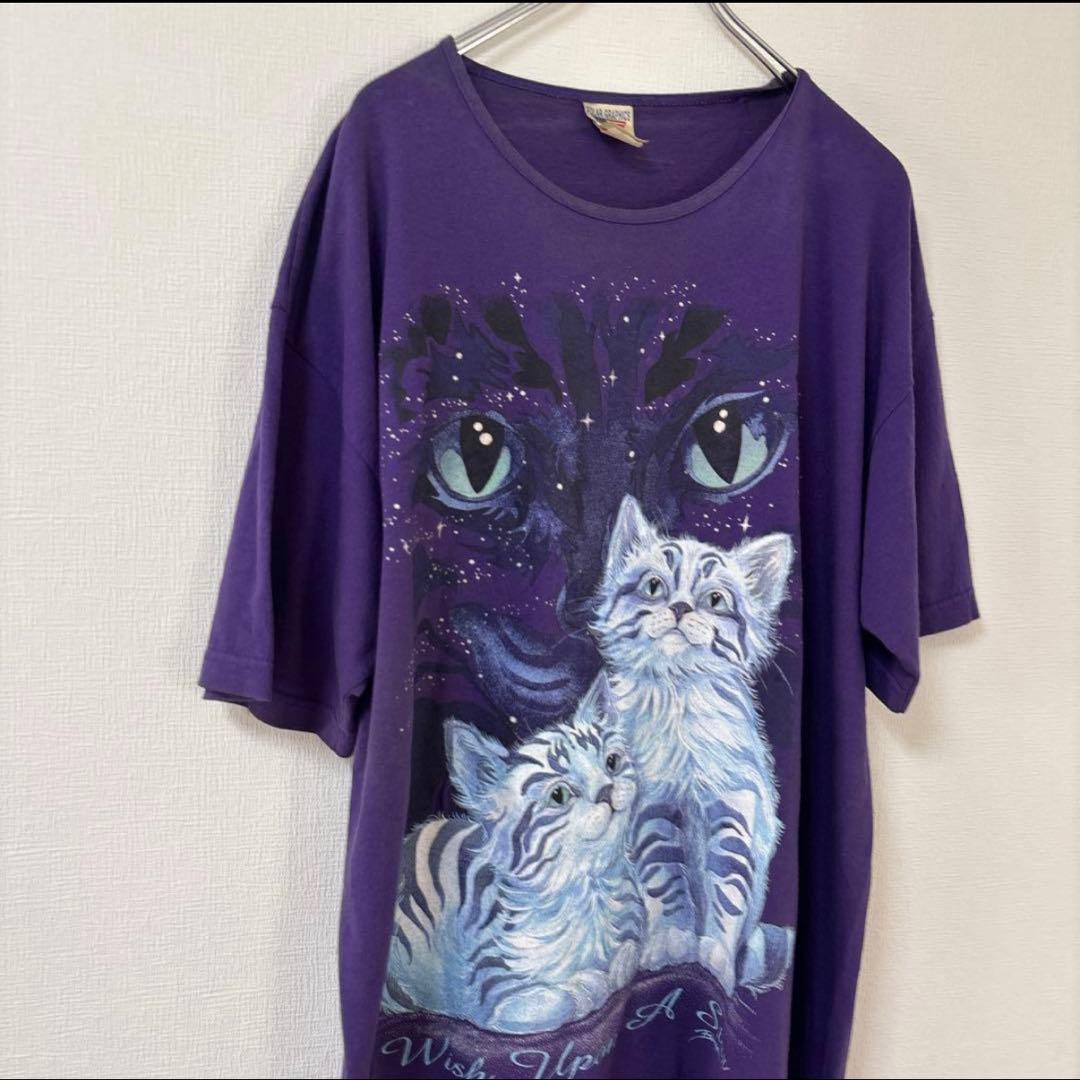 80s 90s ビンテージ　アメリカ製　USA 製　猫　動物　アニマル　tee