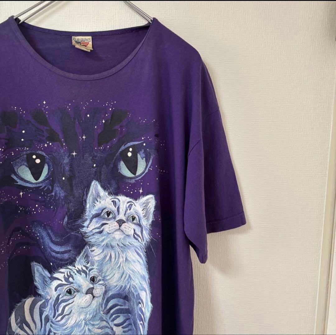 80s 90s ビンテージ　アメリカ製　USA 製　猫　動物　アニマル　tee