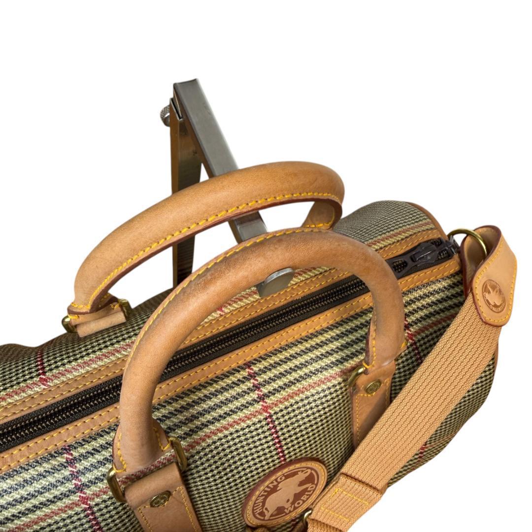 美品 HUNTING WORLD 3277 2way ボストンバッグ レザーロゴ