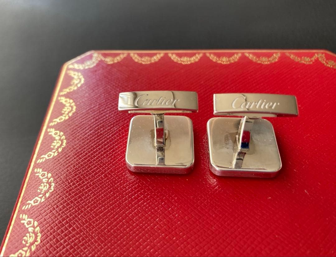 Cartier カルティエ　サントススクエアカフス　Ag925/オニキス　美品
