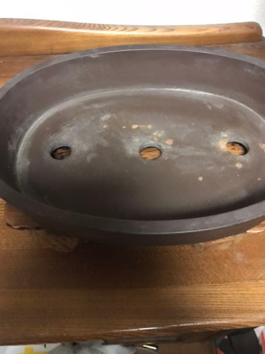 盆栽鉢　時代楕円盆栽鉢29.5x21x6胴帯山野草サボテン植木鉢