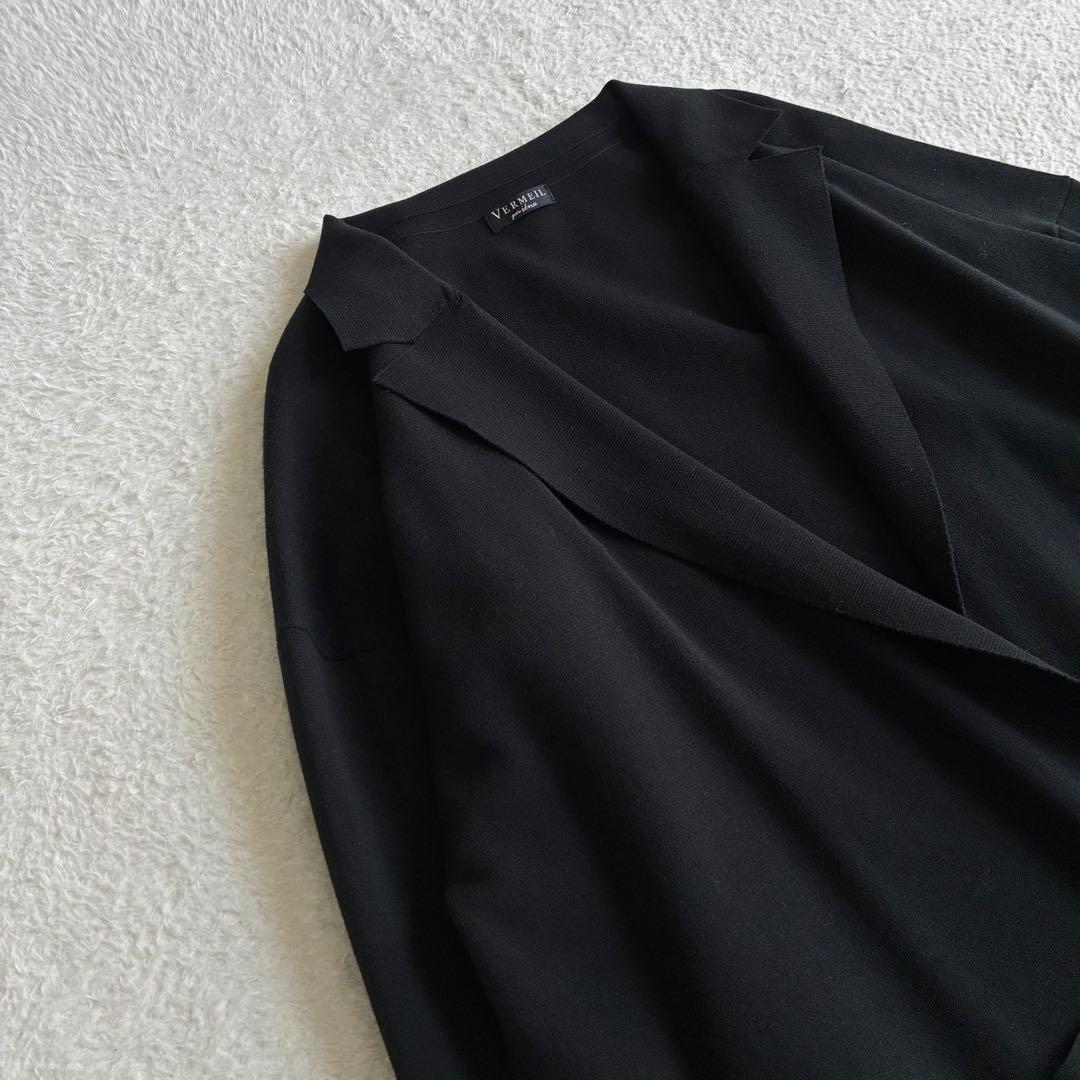 極美品 IENA ミラノリブジャケット 黒 ニットジャケット カーディガン