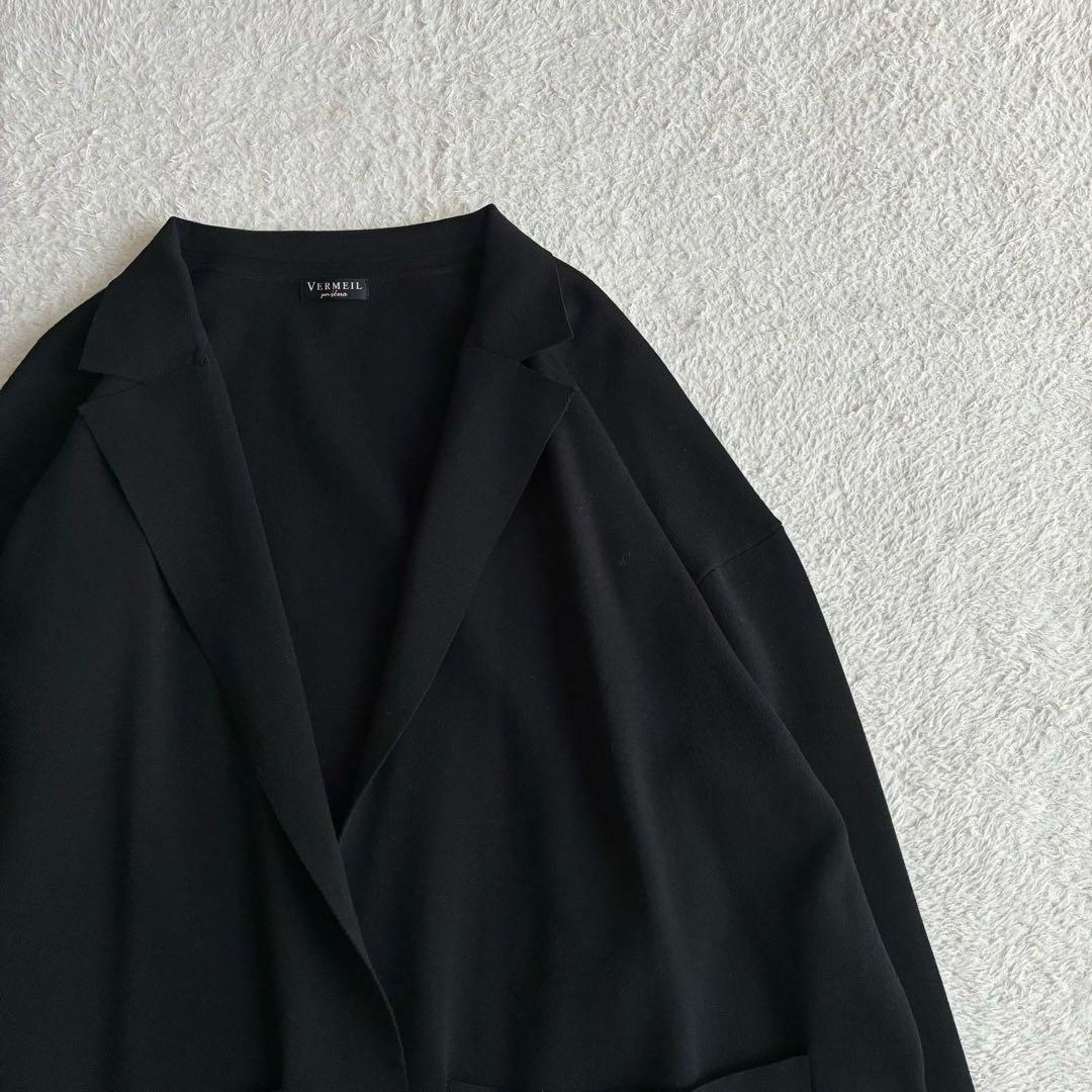 極美品 IENA ミラノリブジャケット 黒 ニットジャケット カーディガン