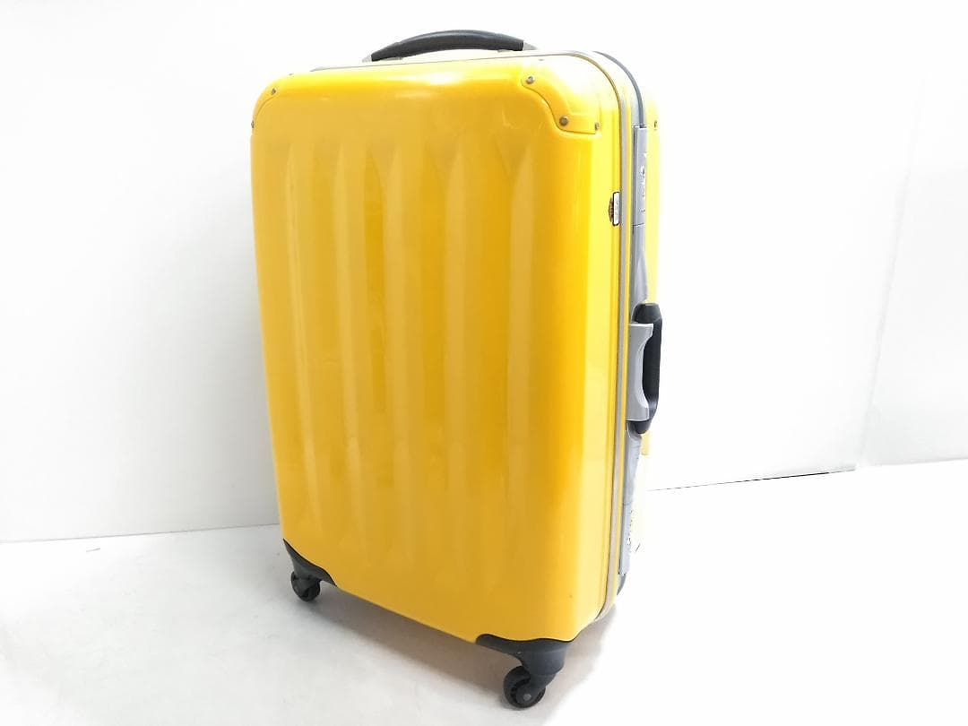 イエロー ハードケース スーツケース キャリーケース Lサイズ 82L 鍵付 ◇