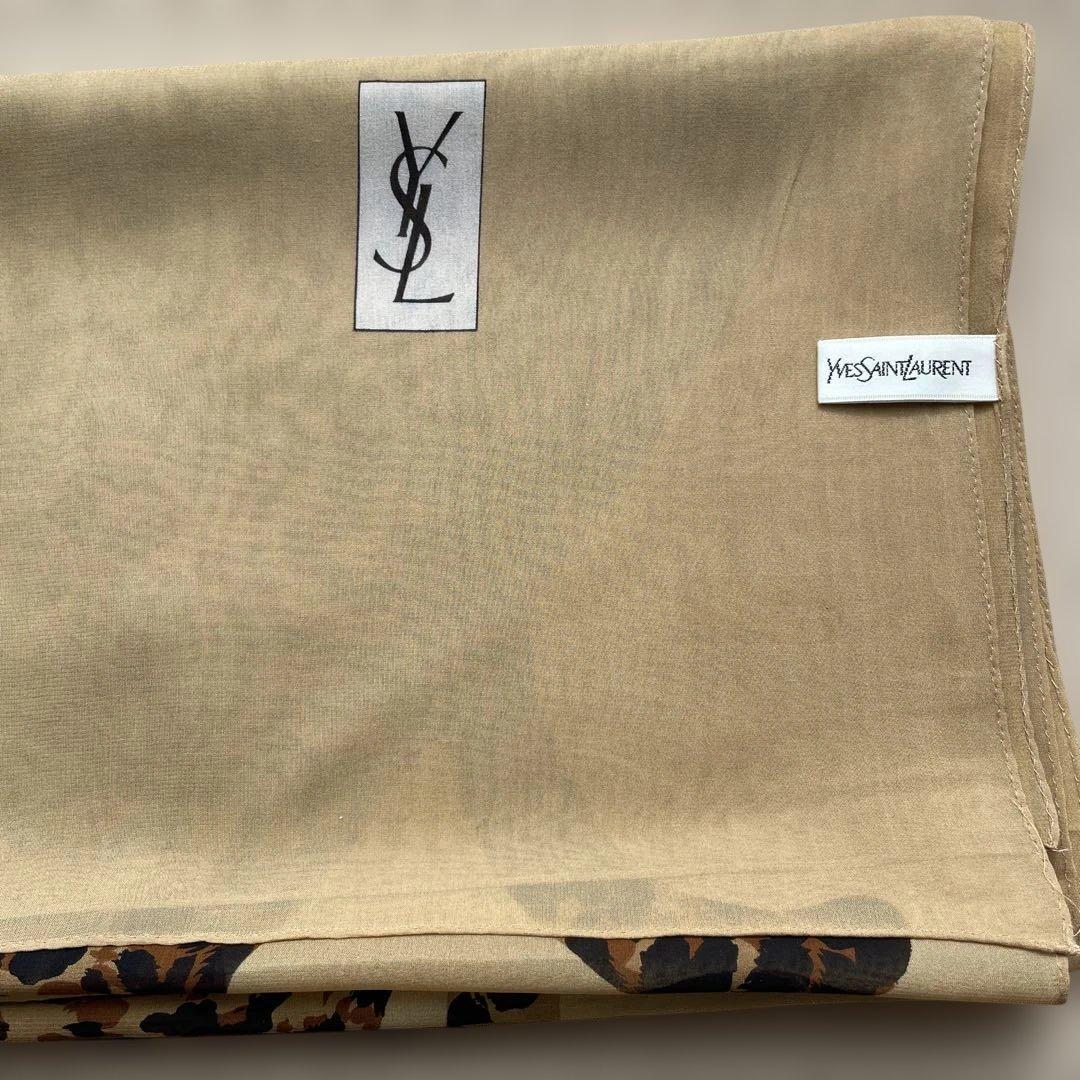 桧Yves Saint Laurent ヒョウ柄シルク 超大判