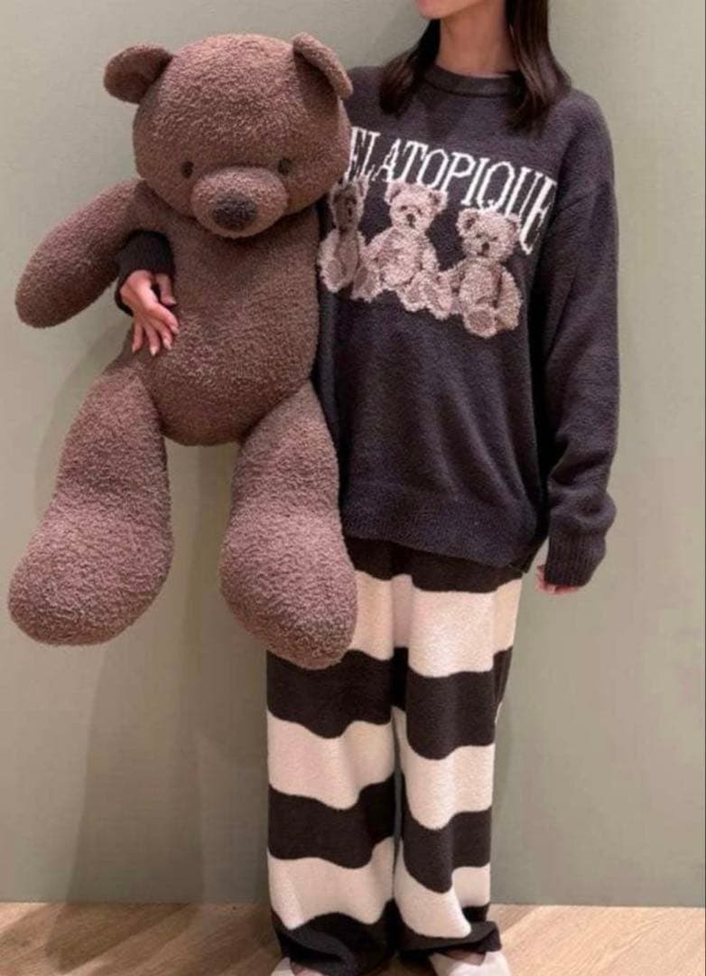 新品♡ジェラートピケ♡ モチーフジャガードプルオーバー&ロングパンツセット　ベア