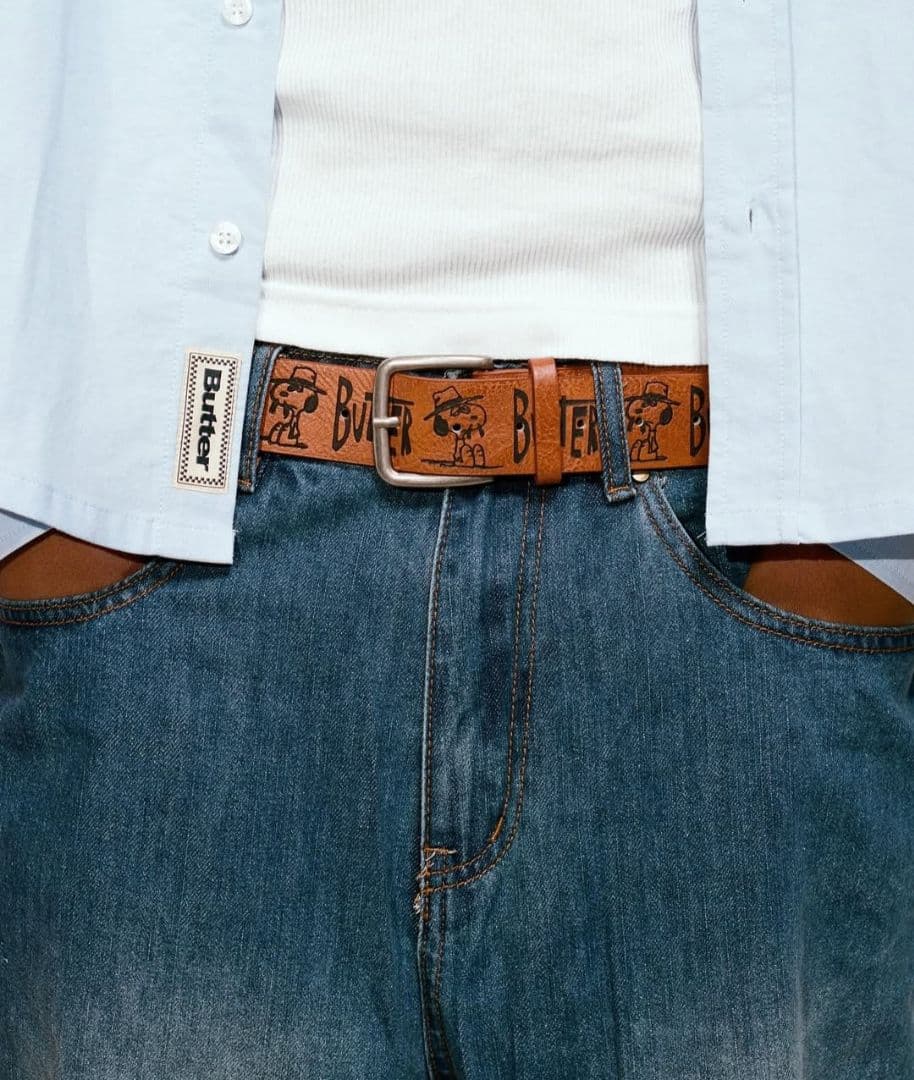 小物 BUTTER GOODS x Peanuts Spike Belt Brown