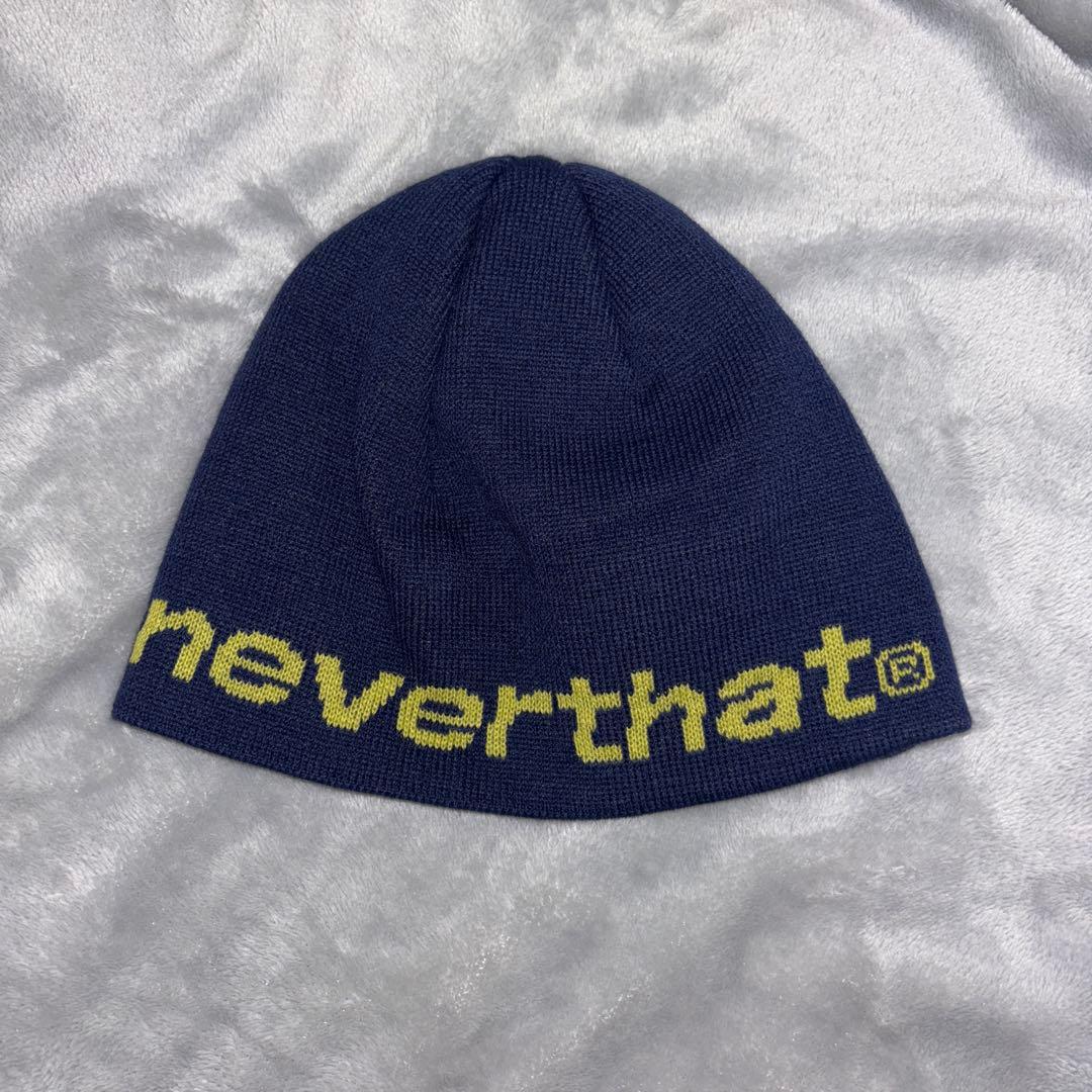 ネイビー ニット帽 ロゴ（this is / neverthat）