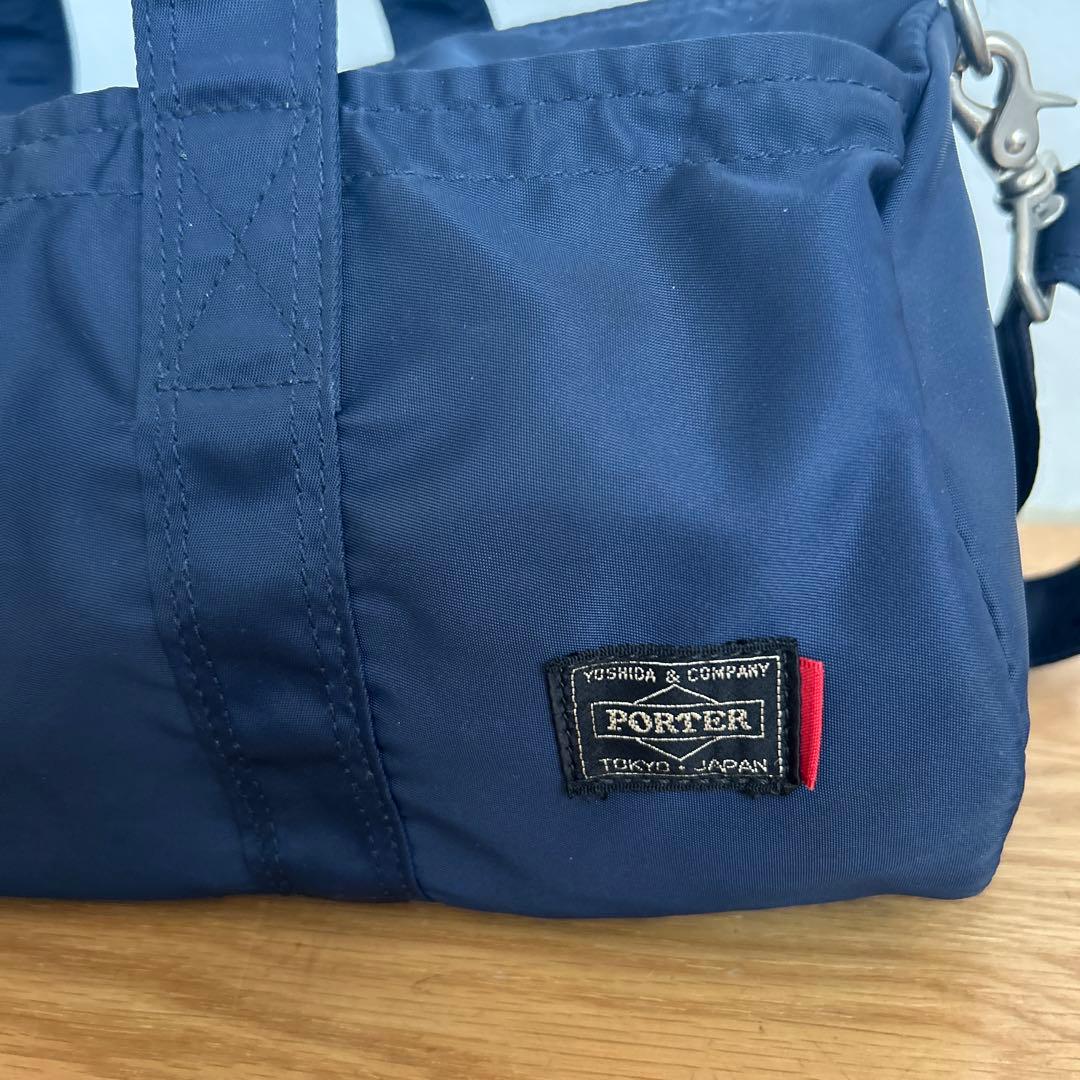 PORTER 吉田カバン　ミニボストンバッグ　ネイビー×内布チェック