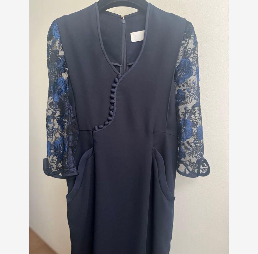ワンピース Mame Kurogouchi LaceSleeves I-Line Dress