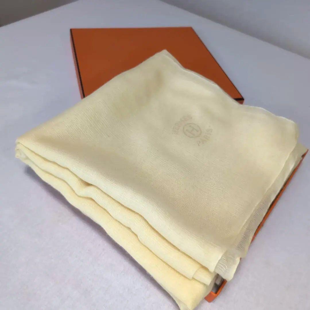 エルメス ストール 200×100 カシミヤ シルク イエロー 箱付 209