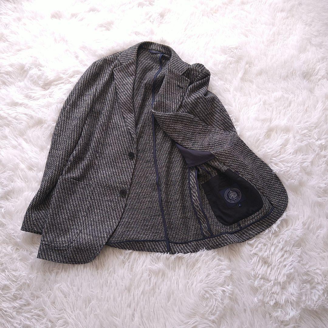 美品J.PRESSジェイプレス　ツイードジャケットMネイビー