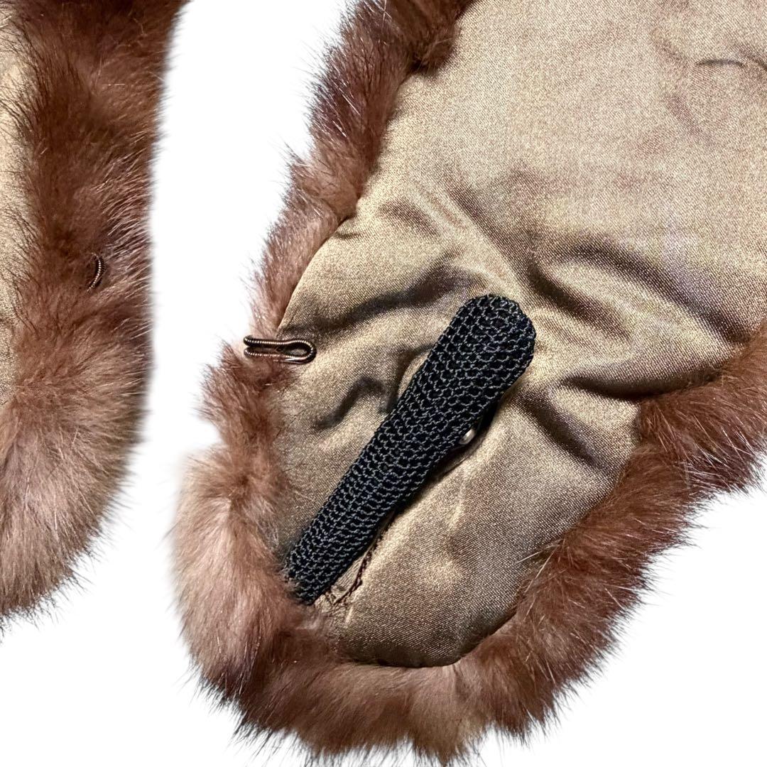 美品✨カナディアンセーブル 本毛皮 リアルファー ショール マフラー ブラウン系