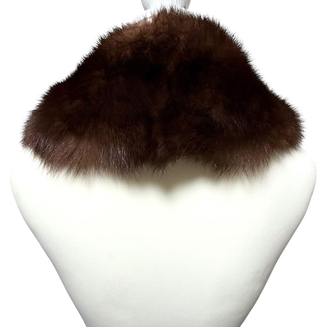 美品✨カナディアンセーブル 本毛皮 リアルファー ショール マフラー ブラウン系