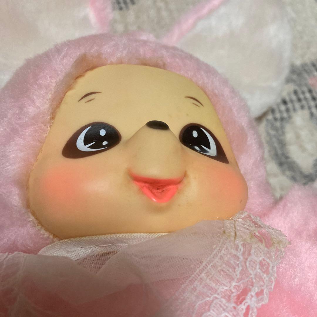 昭和レトロ　メーカー名不明　モンチッチ風　ぬいぐるみ　ウサギ　②