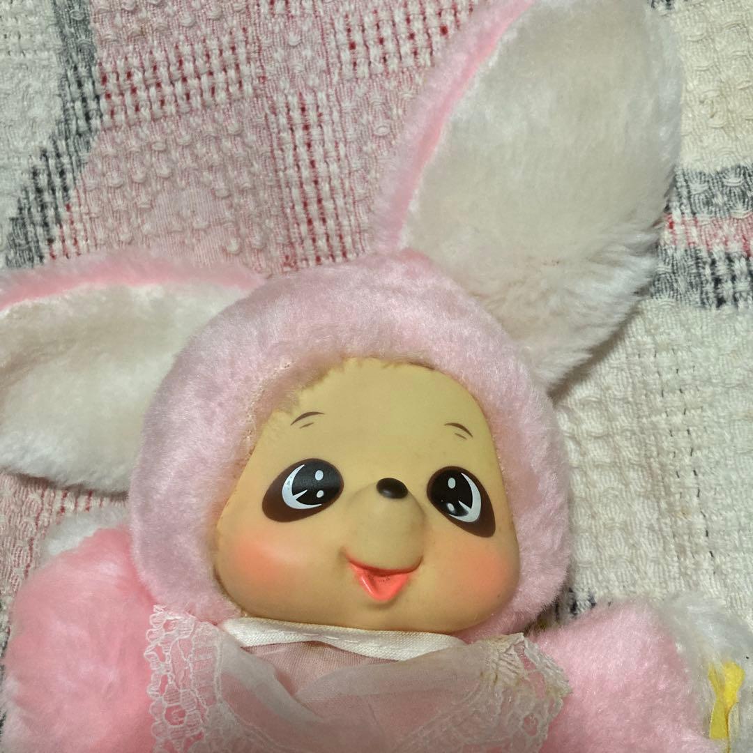 昭和レトロ　メーカー名不明　モンチッチ風　ぬいぐるみ　ウサギ　②