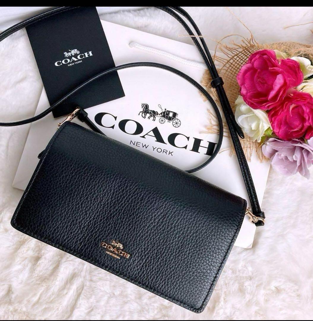 COACH ブラックレザー クロスボディバッグ