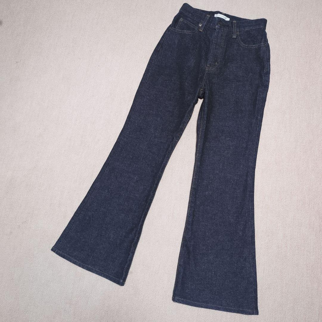 極美品！MOUSSY　MVS FLARE　デニム　濃紺　サイズ25　M