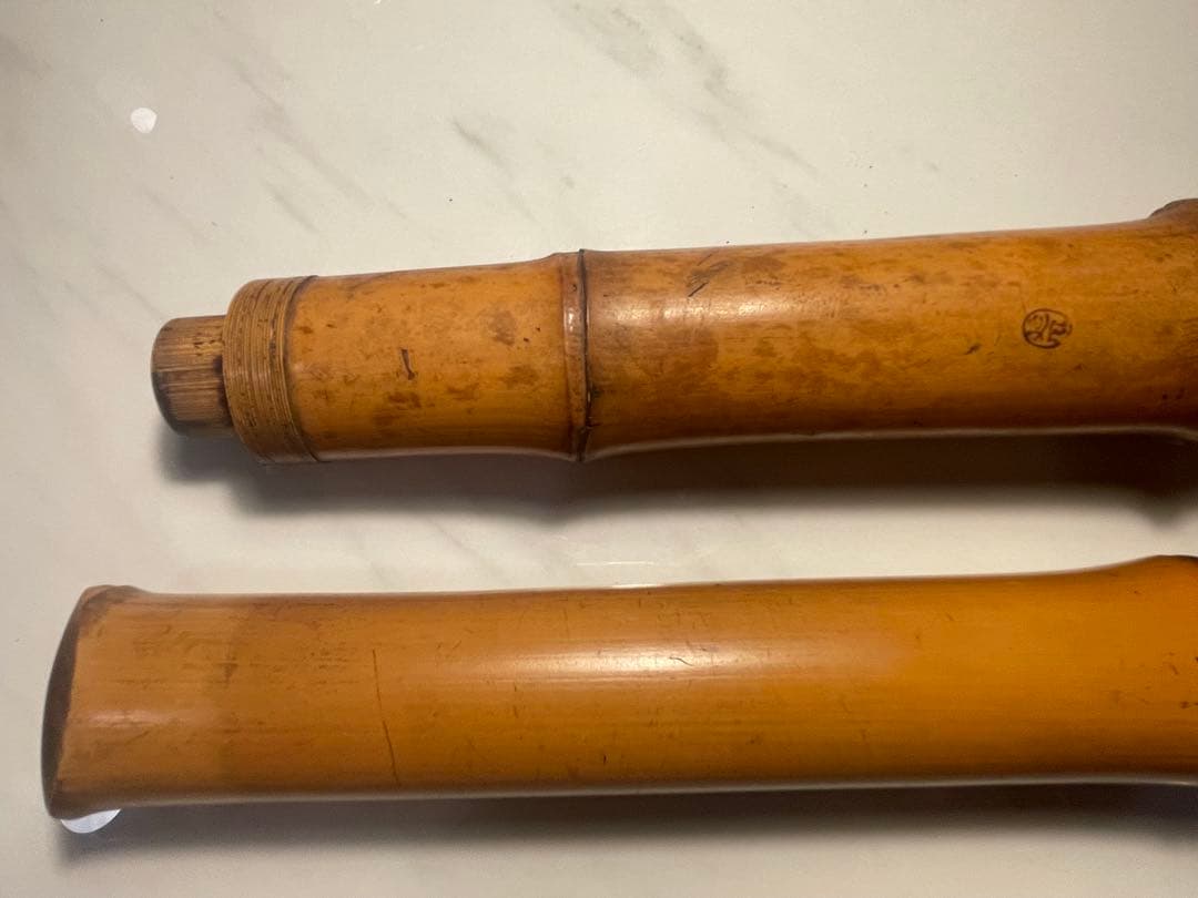 【真竹製 地無し尺八】1尺8寸 廼風銘 継ぎ有 現状品 和楽器