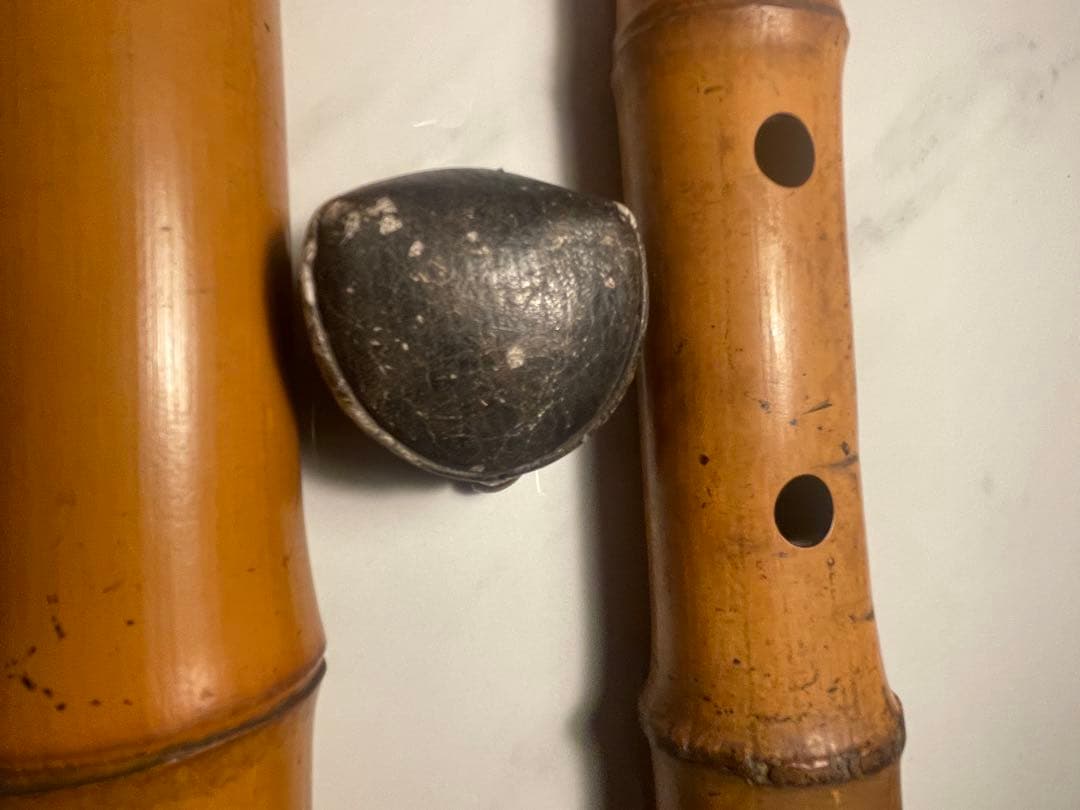【真竹製 地無し尺八】1尺8寸 廼風銘 継ぎ有 現状品 和楽器