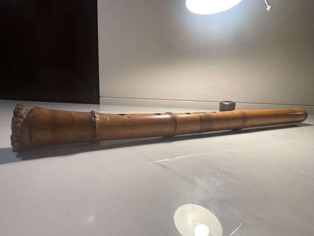 【真竹製 地無し尺八】1尺8寸 廼風銘 継ぎ有 現状品 和楽器
