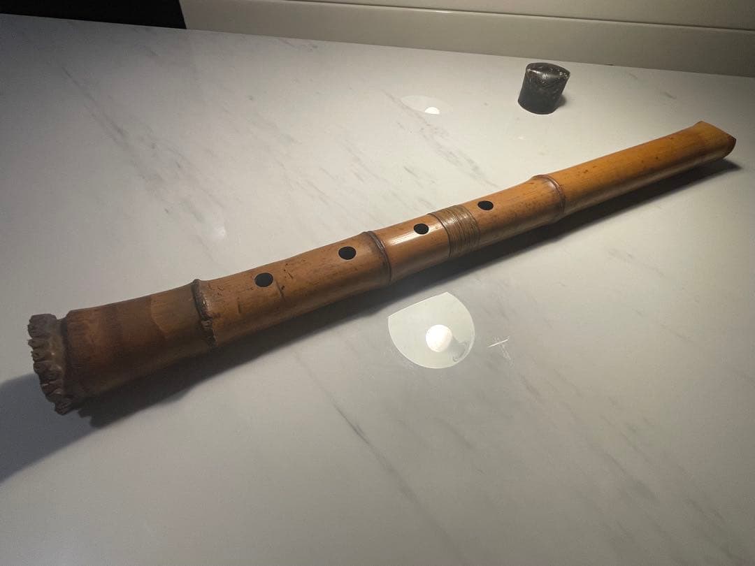【真竹製 地無し尺八】1尺8寸 廼風銘 継ぎ有 現状品 和楽器