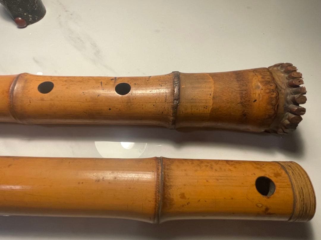 【真竹製 地無し尺八】1尺8寸 廼風銘 継ぎ有 現状品 和楽器