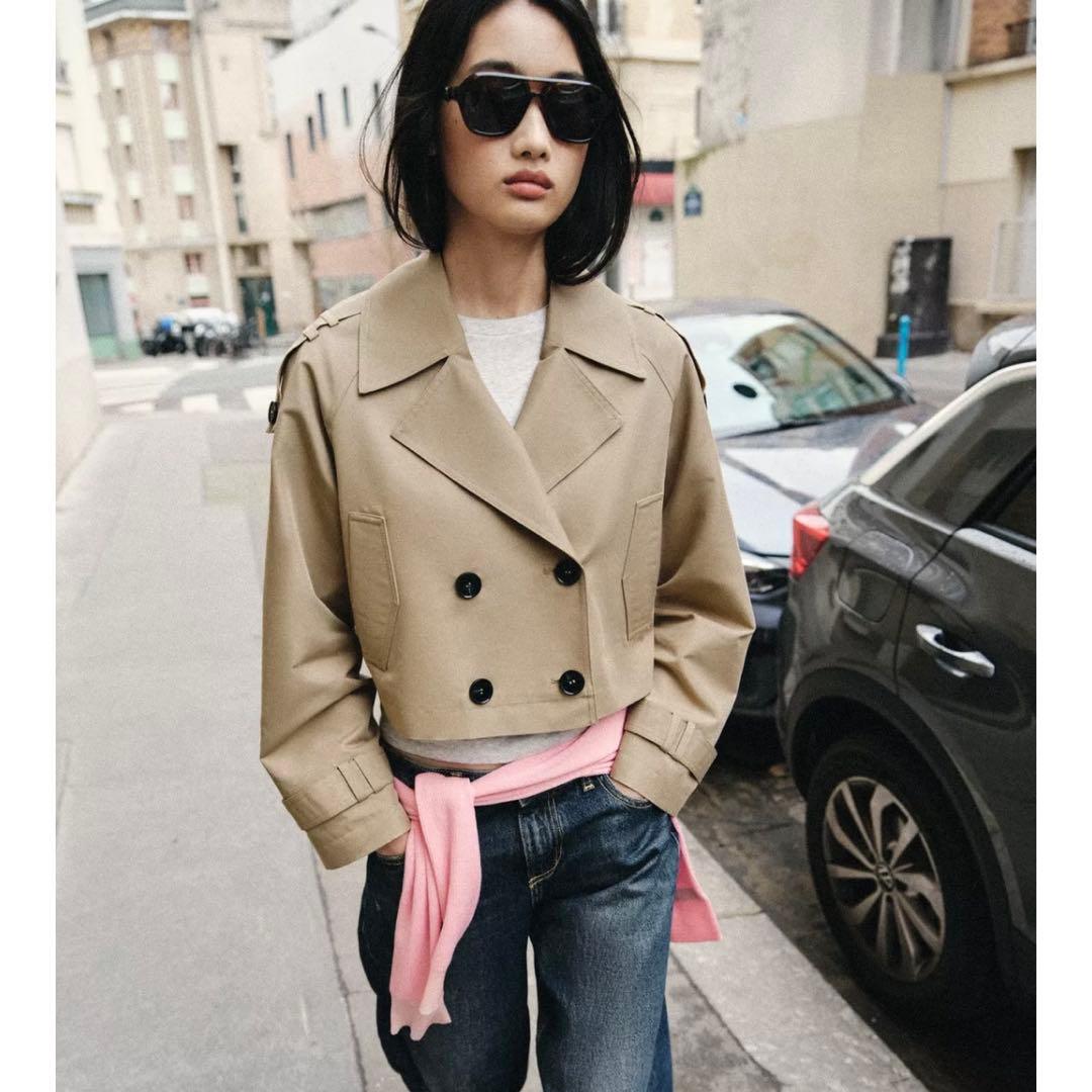ZARA 襟付きロングスリーブトレンチコート