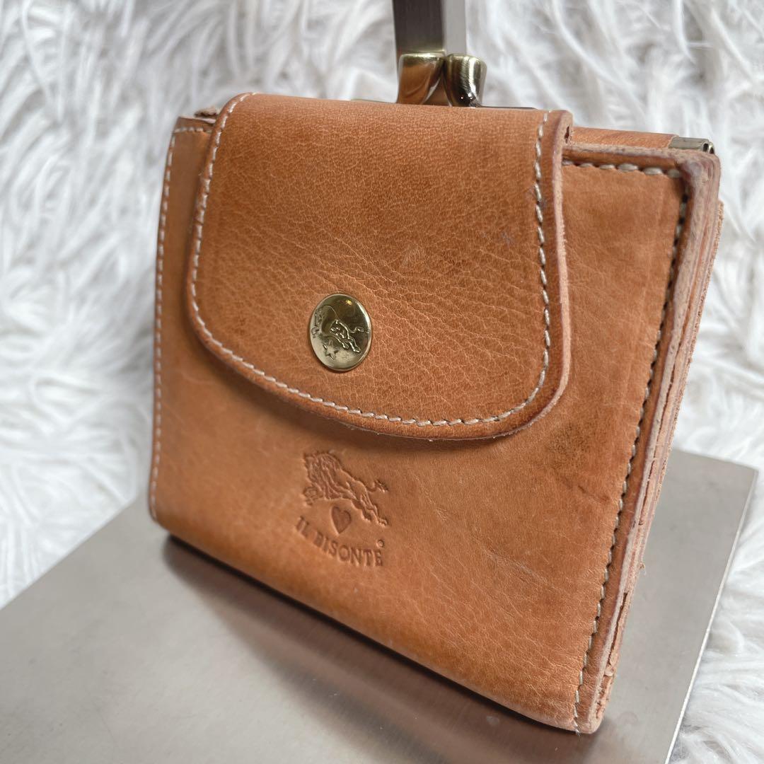 定価¥48000 イルビゾンテ　がま口　三つ折り財布　ヌメ革　ベージュ