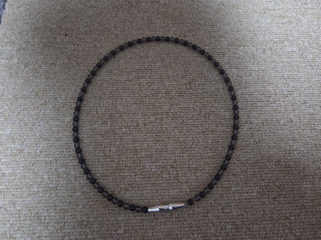 phiten クリスタルタッチ ネックレス 50cm ブラック/グレー