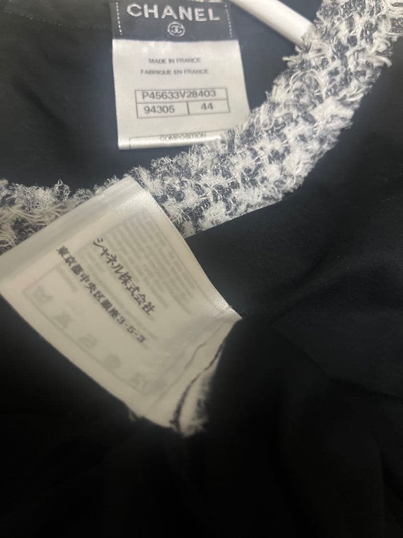 正規品CHANELシャネルTシャツカットソーsize44ツイード×ブラック